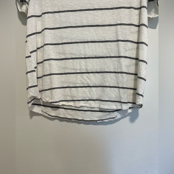 Green Envelope Womens Large White w/ Black Stripes Rushed Balloon Sleeve Tee. - Picture 7 of 9